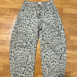 We the free good luck mid rise barrel leopard jeans 🤎